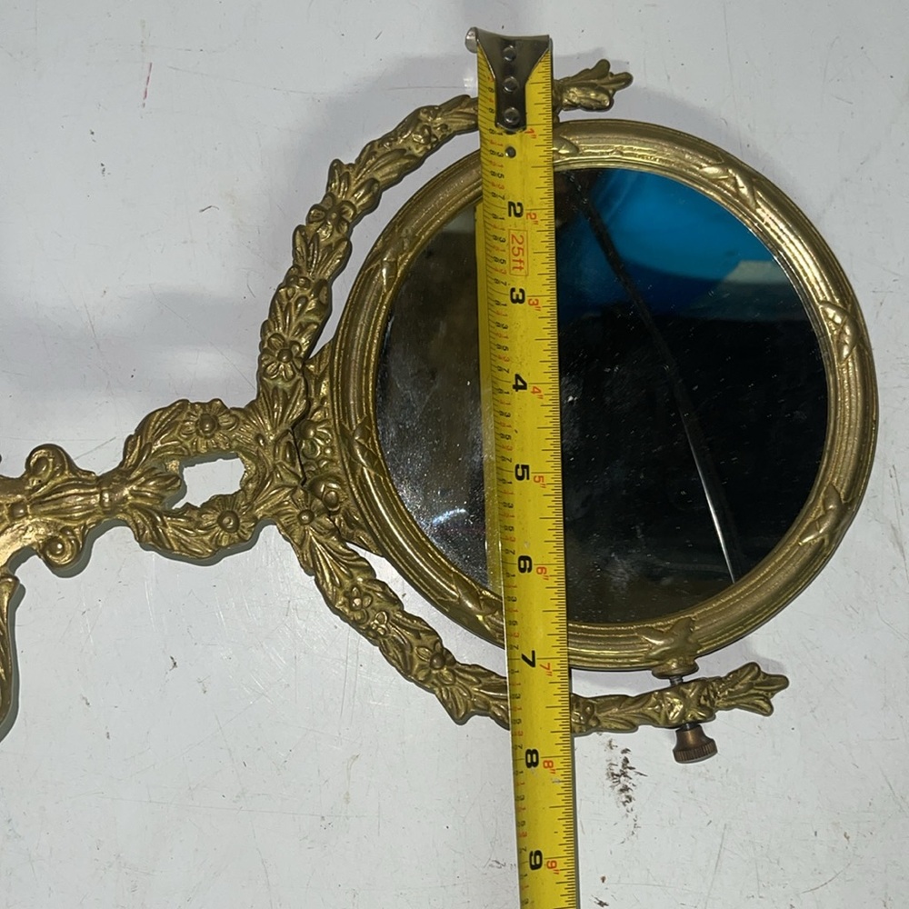 Vtg Andrea by Sadek Brass Standing Mirror Antique Dresser Vanity Makeup Mirror - Picture 11 of 11
